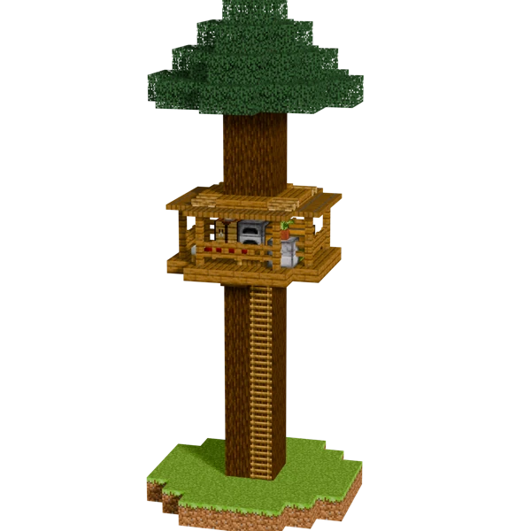 Cozy Spruce Treehouse, in Minecraft