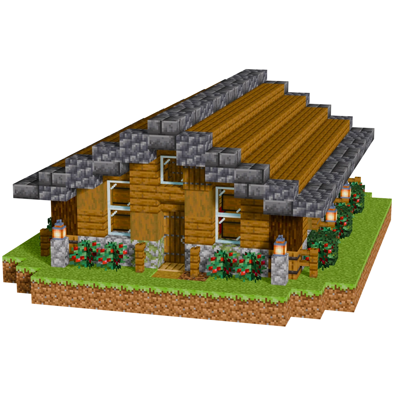 Log Storage House, a finished Minecraft starter house and survival base